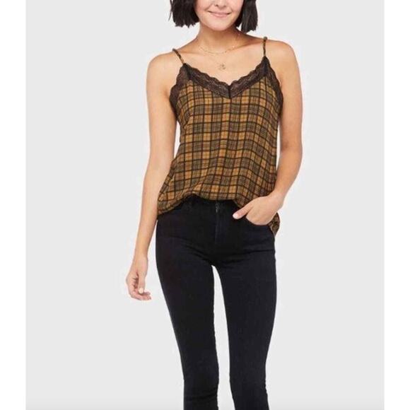 NEW Evereve Allison Joy Ryan Plaid Lace Cami Top Size Small Check Fall Slip - Picture 9 of 10